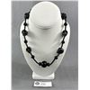 Image 1 : Black Beaded Skull Necklace. Approx.18" L