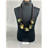 Image 1 : Vintage Dark Brown Beaded Necklace w/ Large Triangle Beads. Approx. 22"