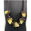 Image 2 : Vintage Dark Brown Beaded Necklace w/ Large Triangle Beads. Approx. 22"