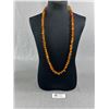 Image 1 : Long Amber  Knot Beaded Necklace. Approx. 27"L