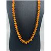 Image 2 : Long Amber  Knot Beaded Necklace. Approx. 27"L
