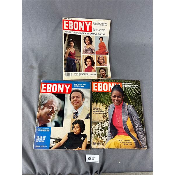 3 Ebony Magazines - May 1974, March 1977 & April 1978