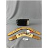 Image 1 : 2 Vintage Wood Boomerangs & Large Ansco Camera