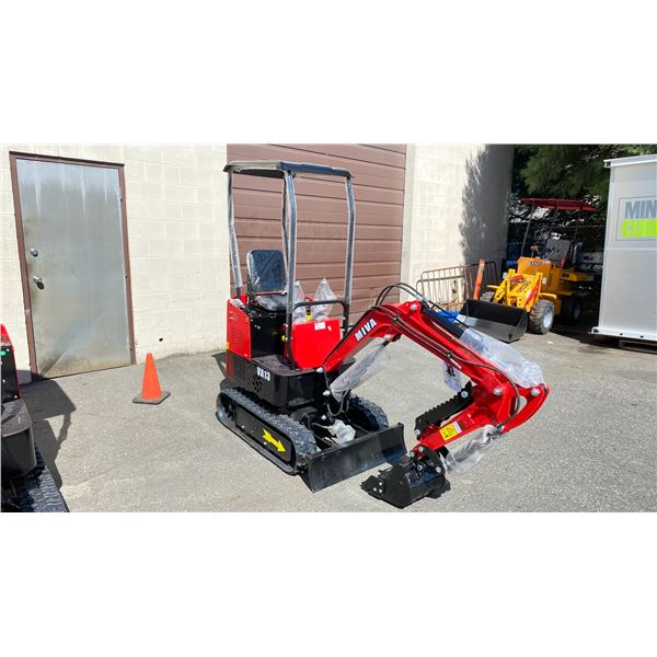 RED MIVA CRAWLER EXCAVATOR VA13 GAS POWERED RIDE ON MINI EXCAVATOR WITH A 15.5" BUCKET & KEYS