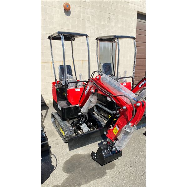 RED MIVA CRAWLER EXCAVATOR VA13 GAS POWERED RIDE ON MINI EXCAVATOR WITH A 15.5" BUCKET & KEYS