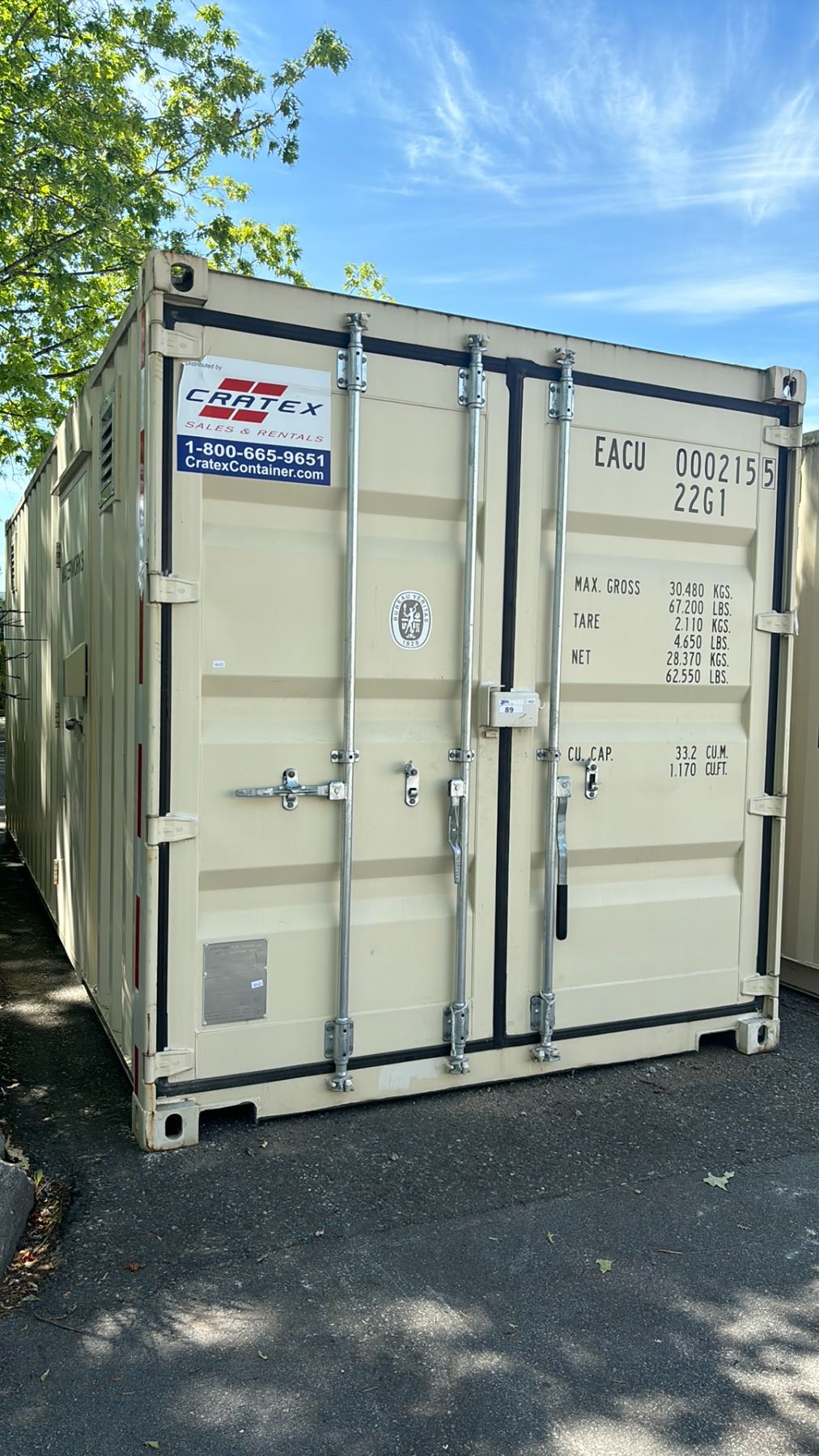 Rsb Containers *H/T S* BEIGE 20FT 67,200 MAX CAPACITY INDUSTRIAL TRANSPORT CONTAINER ...
