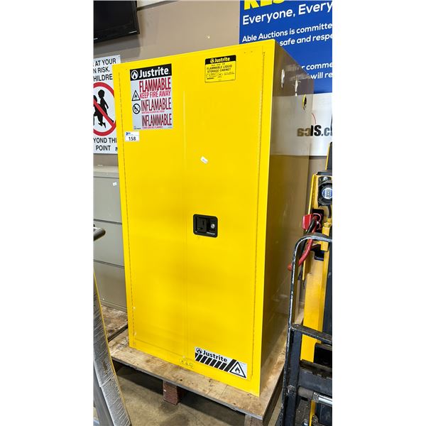 YELLOW JUSTRITE FLAMMABLE LIQUID STORAGE CABINET ( 34"W X 34"D X 65"H ) * NO KEY *