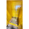 Image 2 : YELLOW JUSTRITE FLAMMABLE LIQUID STORAGE CABINET ( 34"W X 34"D X 65"H ) * NO KEY *