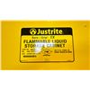 Image 3 : YELLOW JUSTRITE FLAMMABLE LIQUID STORAGE CABINET ( 34"W X 34"D X 65"H ) * NO KEY *