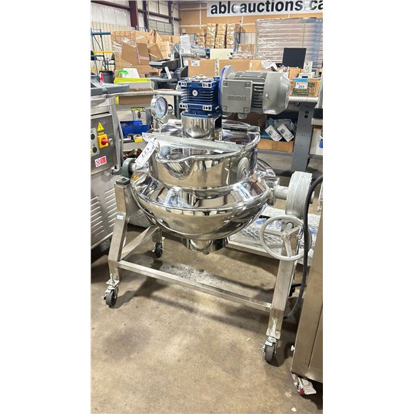 STAINLESS STEEL MOBILE TILTING COMMERCIAL LABORATORY KETTLE WITH AGITATOR