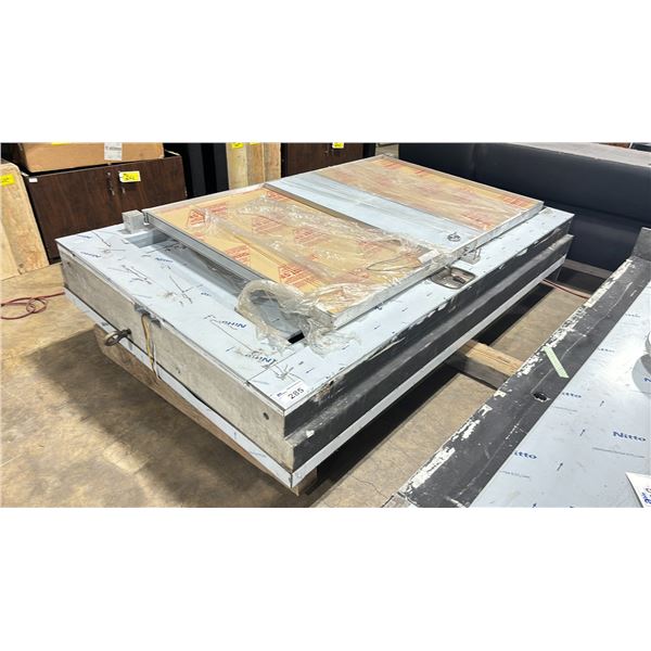 INTERNATIONAL VAULT & CO STAINLESS STEEL SECURITY DOOR ( 88 H X 54.5 W ) * ONE PANEL IS DENTED *