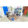 Image 1 : *O/S* 10 JACK STANDS, ASSORTED FLUIDS, MINI FRIDGE, METAL TABLE AND METAL TABLE WITH CONTENTS