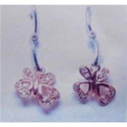 Diamond Earrings, 10K rose and white gold- diamonds are full cut, approx. 0.10 carats, VS2-SI2 clari