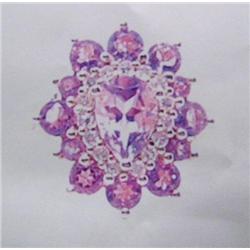 Amethyst and Diamond Lady's Ring, 10K yellow gold- amethyst are pear and round, faceted, approx. 2.1