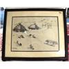 Image 1 : Framed and double-matted print by Florence Malewotkuk of Alaskan Native children sledding (2)