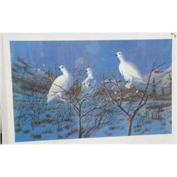 CHOICE on 6: 2 pieces- 3 ptarmigans by Cross 254 of 500 signed and numbered- 17 x 28; poster by Ed T