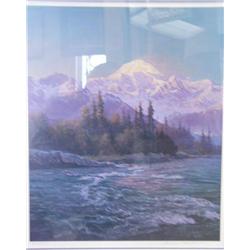Signed and numbered print double-matted and framed by James Belcher 50 of 950- Mt. McKinley- 22 x 18