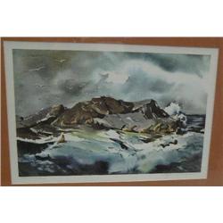 Framed and matted N. Taylor Stonington print "Sea Lion Rock"- image size 11-1/2 x 17-3/4 (2)