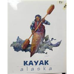 Signed print by Richard Schanche "Kenai Fjords Kayaker" KAYAK alaska (700)