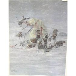 CHOICE on 6: 2 pieces- print by Cross done in 1978 polar bear and hunters- 21 x 16; Charlene Jeffrey