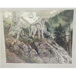 CHOICE on 6: 2 pieces- print by Rod Frederick- matted 15-1/2 x 20; "North Bound Freight" by Steve Hi