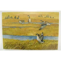 CHOICE on 6: 2 pieces- "Potter Gathering" Joanne Wall 498 of 772- 13 x 19-1/2; Alaska Waterfowl Cons