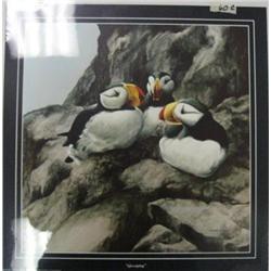 CHOICE on 6: signed and numbered print 940 of 950 by Annette Hartzell "Gossiping" three puffins- 16 