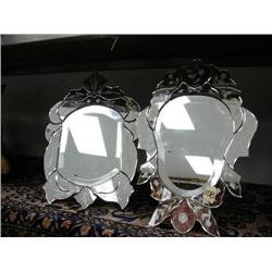 Lot of 2 beautiful beveled etched glass mirrors - Venetian style (4)