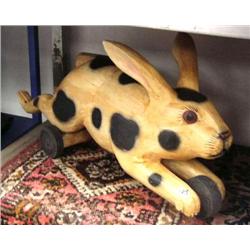 Wooden rabbit on wheels (4)