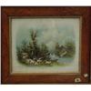 Image 1 : Framed Chandly print - sheep scene - Image size 15.5"x19.5"(130)