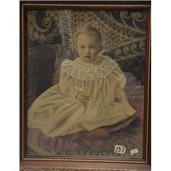 Framed Helen Beulah, New Durham Summer 1900? Portrait of baby 19.5"x15.5"(130)