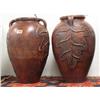 Image 1 : Pair of large vases with leaf design approx.. 10.5" tall 12" wide (130)