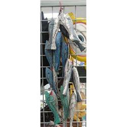 Wooden fish on catch line - fish approx.. 9" long (4)