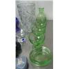 Image 2 : Lot of Vases green depression glass and wedge wood style heart box (130)
