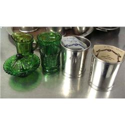 Lot of: Set of Williamsburg pewter cups similar to ones George Washington had in winter camp, set of