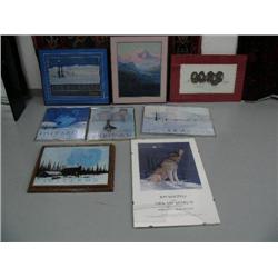 Double matted and framed Sydney Lawrence print and Jon Van Zyle 6 pieces, Lavoure print with 5 musk 