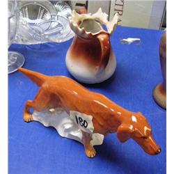 Lot of: moose creamer made in Austria and red pointer dog (130)