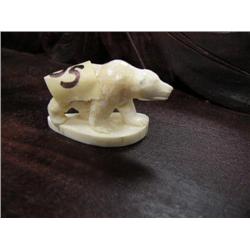Carved ivory bear- 1-1/4" tall, 2" long (2)