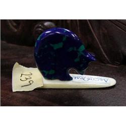 Blue bear with green mounted on ivory- 1-1/2" tall, 2-1/2" long (2)