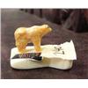 Image 1 : Carved fossilized ivory bear mounted on white ivory- 3/4" tall, 1-1/4" long (2)