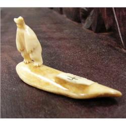 Ivory standing bear mounted on ivory- 1-1/2" tall, 2-1/2" long (2)