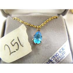 Lot of 2: 7" wizard-like metal stick with crystal and jewels, blue gemstone necklace (2)