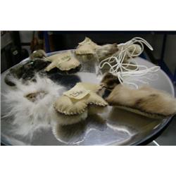 Lot of 3 Eskimo yo-yos made from seal skin (2)