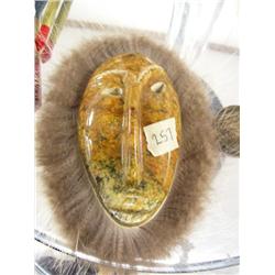 5" soapstone mask with fur trim by Michael Scott (2)