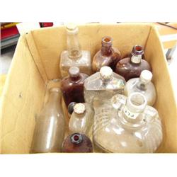 Lot of old bottles - 12 total and blue oil lantern (138)