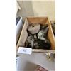 Image 1 : Box of pulleys, wires wheel cups, drill grinding
