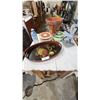 Image 1 : Fruit serving platter, lidded cannisters, flower