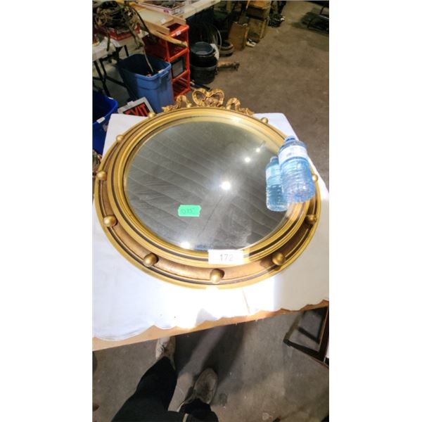 Antique Framed round mirror 23" diameter
