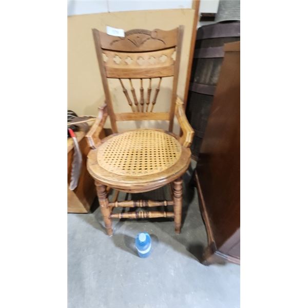 Antique Wood chair w/ wicker bottom