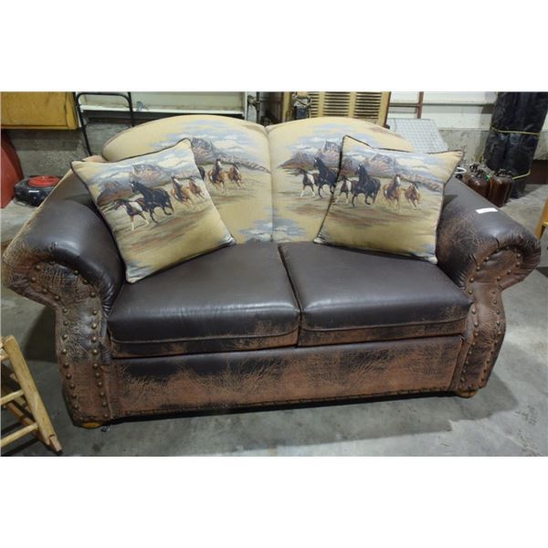 Looks Like Leather couch w/ horse artwork